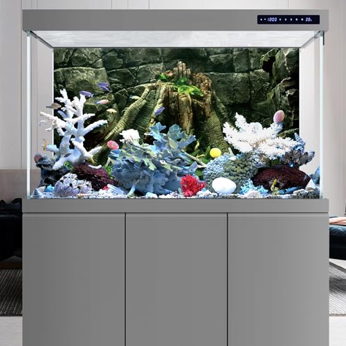 72x24 in Stone Wall Aquarium Backdrop Giant Tree Root Fish Tank Background | AWERT Aquatic Plant River Bed & Lake Aquarium Background Vinyl - size: 72x24in/180x60cm