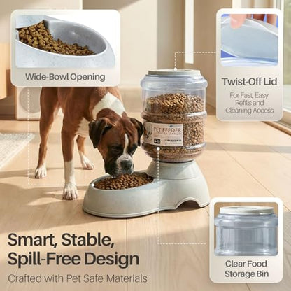 Flexzion Gravity Pet Feeder, Dog and Cat Food Dispenser, 1-Gallon Capacity | Self-Replenishing Dry Food Station with Non-Skid Feet and a Carry Handle; Holds Approximately 4-6 Lb Of Kibble - color: Feeder, size: 6-12 lb Feeder (3 Gallon)