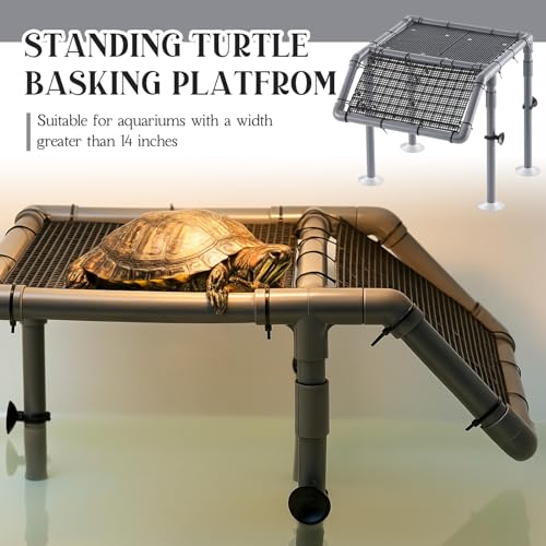 13" Wider Turtle Basking Platform, Extra Large Standing Turtle Basking Platform, DIY Resting Area for Aquarium Tank, PVC Pipes and Eggcrate Suction Cups