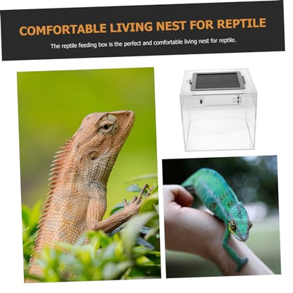 Breathable Reptile Feeding Box Lightweight Breeding Container with Ventilation for Safe Transport of Geckos Snakes and Small Pets