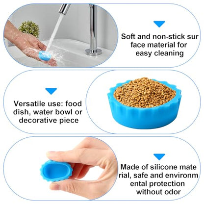 6 Pcs Crested Gecko Food and Water Bowl with 1 Spoon, Reptile Feeding Cups for Lizards, Isopods & Small Pets, Easy-Clean Silicone Set