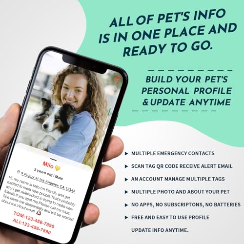 MYLUCKYTAG QR Code Pet ID | Personalized Dog & Cat Collar Tag | Online Profile with Instant Scanned Location Alert Email - style: Have your people-Pink