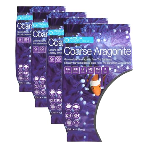 Aqua Natural Coarse Aragonite 10lb Sand for Reef, Saltwater and Marine Aquariums (Pack of 4) - size: (Pack of 4)