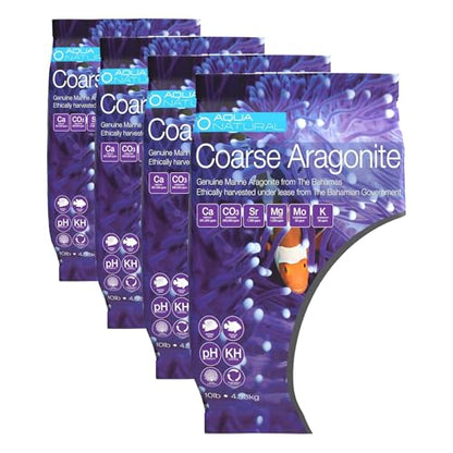 Aqua Natural Coarse Aragonite 10lb Sand for Reef, Saltwater and Marine Aquariums (Pack of 4) - size: (Pack of 4)