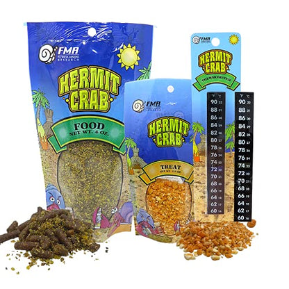 Needzo DIY Hermit Crab Habitat Starter Kit with Calci Food Blocks, Choya Wood, Coral Pieces, Large Coconut Hut, Crossing Bridge, Thermometer, Food & Treat Pouch, All in One Pet Supplies, 10 Items