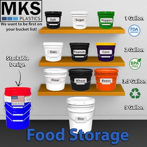 1-Gallon Bucket with Airtight Lid – Made in USA, Food Grade BPA Free Plastic, Heavy Duty Multi-Use, Metal Handle with Grip, Stackable Storage – Black, 1 Pack - color: Black, size: 1