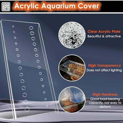 LZMZMQ Cat Proof Fish Tank Lid, Clear Acrylic Aquarium Cuttable Cover with Fresh Air Hole, Custom Terrarium Jumping Proof Hood, Avoid Cat Catching Fish(L18xW12in/45.7x30.5cm) - size: L18xW12in/45.7x30.5cm