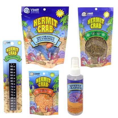 Needzo Ultimate All-in-One Hermit Crab Starter Kit, Neon Plastic Cage, Thermometer, Food, Treats, Trainer Bottle, and Coral Pieces, Terrarium Supplies for Pets and Reptiles