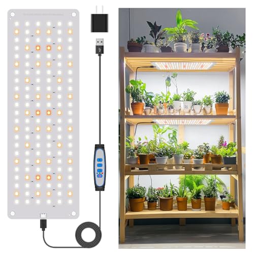 Aumtrly Grow Lights for Indoor Plants, 138 LED Full Spectrum Plant Lamp | for Seed Starting Growing, 6/12/16H Auto Timer, 5 Dimming Levels, 3 Light Modes, 2 Installation Methods, Use Under Shelves - size: 1 Pack