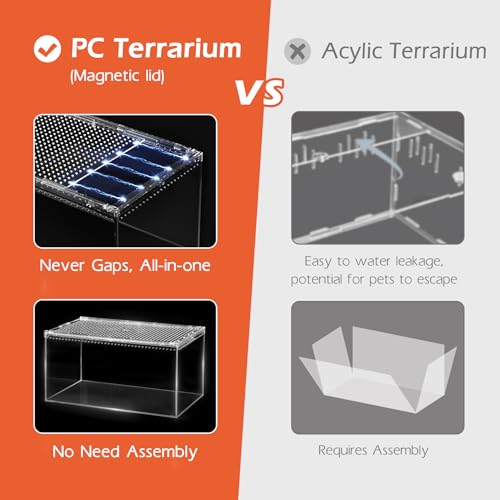 AZV Escape Proof Tarantula Enclosure,Polycarbonate Hermit Crabs Tank XLarge | Reptile Cage with Magnetic Lid,Ventilated Spider Terrarium,360° Clear View,Easy Clean Isopod Habitat for Gecko,Frogs,Insects - size: XLarge(15.74*9.84*7.87inch)