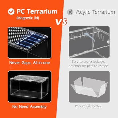 AZV Escape Proof Tarantula Enclosure,Polycarbonate Hermit Crabs Tank Large | Reptile Cage with Magnetic Lid,Ventilated Spider Terrarium,360° Clear View,Easy Clean Isopod Habitat for Gecko,Frogs,Insects - size: Large(11.81*7.87*5.90inch)
