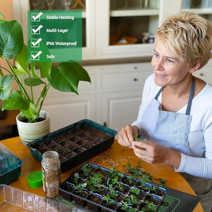 LOCONHA Seedling Heat Mat for Seed Starting, 10" x 20.75" Waterproof | Heating Pad for Indoor Plants Germination (Black 1 Pack) - color: Black 1 Pack