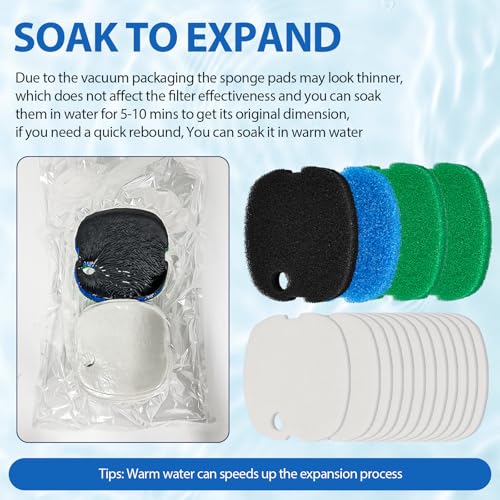 Replacement Canister Filter Pads Compatible with SUNSUN HW-302 /505A, for Polar Aurora 265GPH, and CF-300 Aquarium Filter Media Sponge Floss, Aquarium Sponge Media Parts Canister Filter Floss Pads