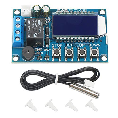 DROK Electronic Thermostat Controller, DC 6-30V 24V Digital Temperature Control Board -50 to +110 Degree Celsius High Accuracy LCD Digital Micro Temp Control Switch Module with Waterproof Sensor Probe