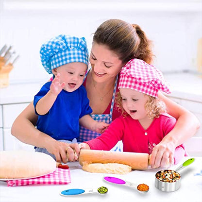 Wildone Stainless Measuring Cups and Spoons Set with Silicone Handle, 16pcs | 8 Measuring Cups and 8 Measuring Spoons, Nesting Design, Heavy Duty for Measuring Dry/Liquid Ingredients, Multicolor - color: Multicolor