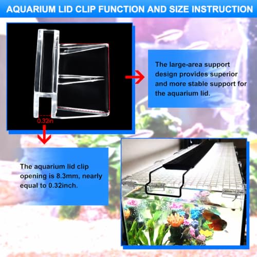 NestBasics 6pcs Transparent Aquarium Lid Clips,Rimless Fish Tank Glass Cover top Support,Aquarium Hood Holder, Acrylic Glass Aquarium top Clips (Transparent, 6pcs 7-8mm Clips) - color: Transparent, size: 6pcs 7-8mm clips