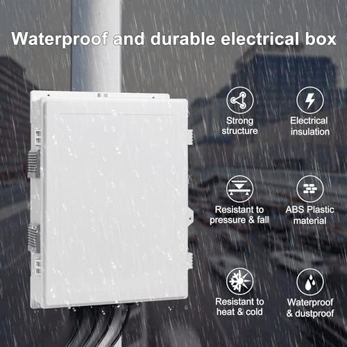 Namunanee Outdoor Electrical Junction Box with High Power Outlet, ABS Water Resistant Enclosure with Internal Mounting Panel & Hinged Cover. (18.1" H* 12.6" L* 4.3" W & Outlet) - size: 18.1"H x 12.6"L x 4.3"W & Outlet
