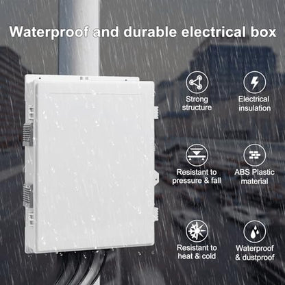 Namunanee Outdoor Electrical Junction Box with High Power Outlet, ABS Water Resistant Enclosure with Internal Mounting Panel & Hinged Cover. (18.1" H* 12.6" L* 4.3" W & Outlet) - size: 18.1"H x 12.6"L x 4.3"W & Outlet