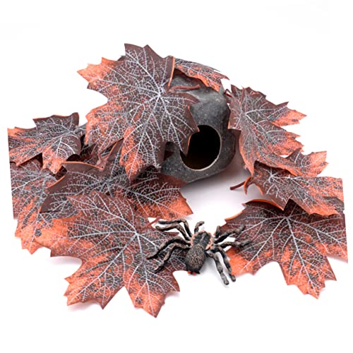 POPETPOP 12pcs Maple Leaf Litter Reptile Cage Decor Reusable Pet Habitat Decoration for Lizards Snakes Frogs Terrarium Accessories