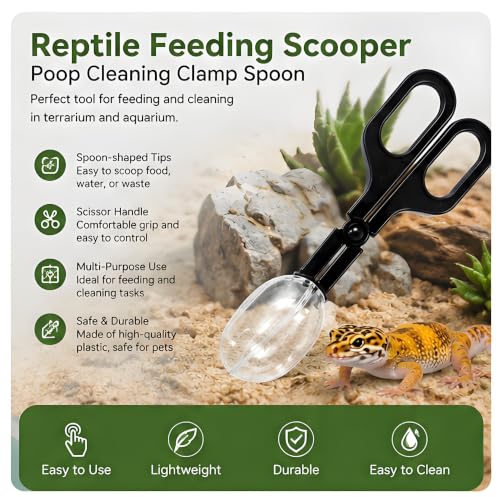 Reptile Feeding Tool, Reptile Poop Scoop Reptile Feeding and Cleaning Tool,Plastic Reptile Feeding Clamp for Tortoise Lizard Frog Spider and Other Small Animals, Terrarium Cleaning Tweezers