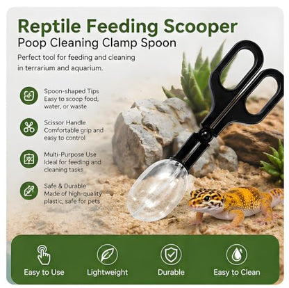 Reptile Feeding Tool, Reptile Poop Scoop Reptile Feeding and Cleaning Tool,Plastic Reptile Feeding Clamp for Tortoise Lizard Frog Spider and Other Small Animals, Terrarium Cleaning Tweezers