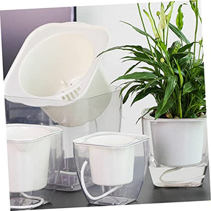 LIOOBO Flower Pot Self-Watering Planter Large Indoor Plant Pot Plastic Easy Care Decorative for Office Home