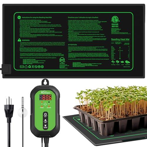 10"x 20" Seedling Heat Mat and Digital Thermostat Combo Set - KOKOPRO Warm Hydroponic Heating Pad for Seed Germination Indoor Gardening Greenhouse for Reptiles Seedlings Incubation Fermentation - color: 10''x20.75''-Heat Mat & Thermostat Combo