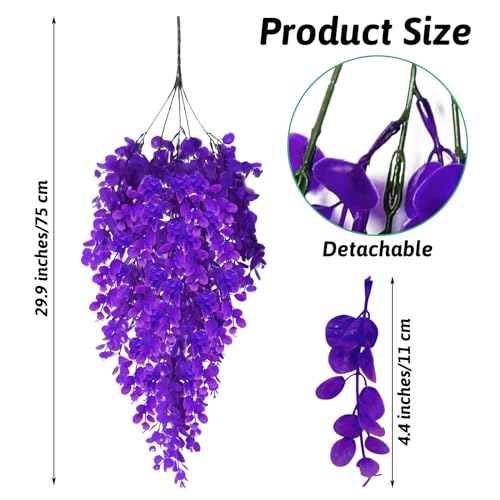 Hamiledyi Fake Reptile Plants 2 Pack Hanging Fake Plants, Plants for Reptiles with Suction Cup, Fake Amphibian Plants for Bearded Dragon Lizard Geckos Chameleon Tank (Purple) - color: Purple, size: 2 PCS