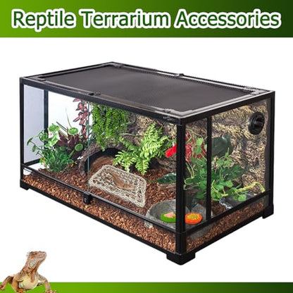 QWR Bearded Dragon Tank Accessories, Reptile Hammock Basking Platform - Jungle Climbing Vines and Leaves Bed Habitat Décor for Snake Gecko Lizard Chameleon Hiding& Climbing.