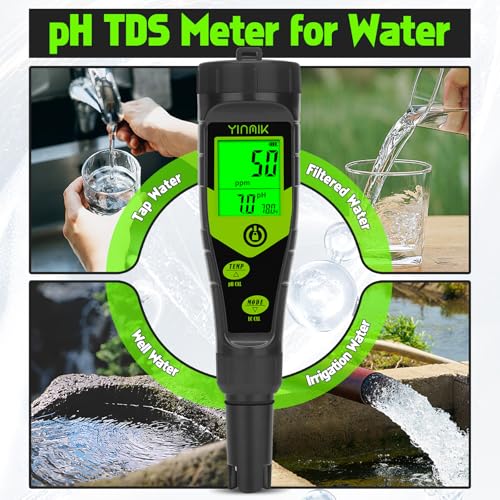 Pool Salt Tester, Digital pH TDS EC Salinity Meter with Calibration Liquid | Real-Time pH & TDS/EC/SALT Display, Ideal for Saltwater Pools, Aquariums, Hot Tubs, Spas, Hydroponics, Brewing & Pickling