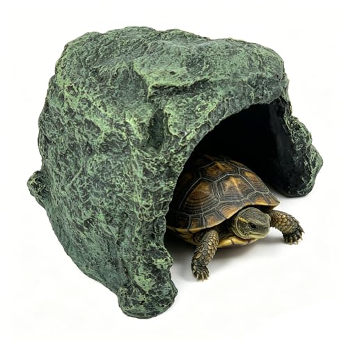 Reptile Hide, Great for Geckos, Snakes, Bearded Dragons & Lizards, It Doubles as Aquarium Rock Cave Corner Cave for Climbing Hiding - size: M