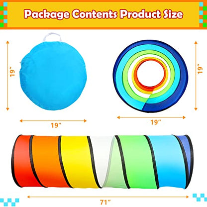 PigPigPen Kids Tunnel for Toddlers,Pop Up Play Tunnel Tent for Babies or Dogs, Indoor & Outdoor Toys for Kids Backyard Playset (Rainbow Play Tent) - style: Rainbow play tent