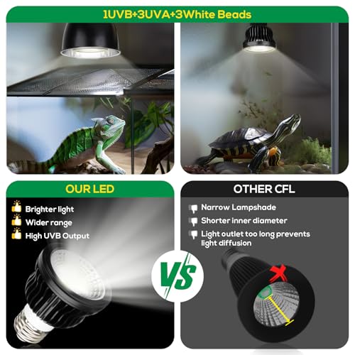 High Intensity UVB Reptile Light Bulb 5.5W 5.0 Full Spectrum UVA UVB for Reptiles simulating Sunlight Promote Synthesis of Vitamin D3 in Reptile Pets for Turtle,Lizard,Bearded Dragon - size: 5.5W5.0
