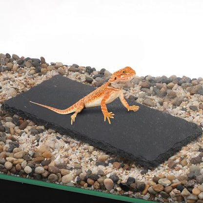 Reptiles Slate Rocks, Basking Surface Reptile Basking Platform, Enhances Climbing Activity, 11.81"x5.91", Black Gray - size: 11.81"x5.91"
