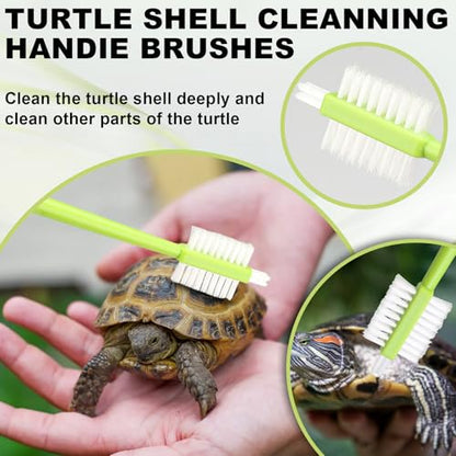 4 Pack Turtle Brush with Suction Cup for Tank, Turtle Shell Cleaning Brush, Turtle Scrub Brush Tortoise Supplies, Scratches Back Brush Remove Tortoise Back Mud, Turtle Tank Accessories