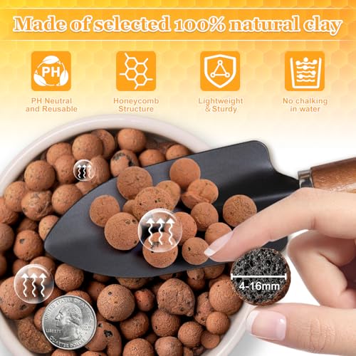 6LB Organic Leca Clay Pebbles for Plants, 4-16mm Natural Leca Balls | Reusable, Drainage, Aeration, Moisture Retention, Hydroponic, Lightweight for Orchids, Succulents, Terrarium, Indoor Plants - size: 6LB