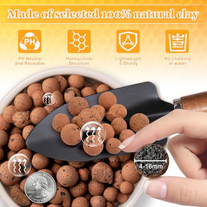 6LB Organic Leca Clay Pebbles for Plants, 4-16mm Natural Leca Balls | Reusable, Drainage, Aeration, Moisture Retention, Hydroponic, Lightweight for Orchids, Succulents, Terrarium, Indoor Plants - size: 6LB