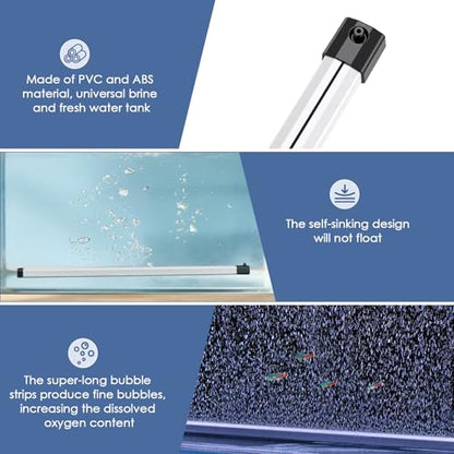 hygger Aquarium Bubble Strip, Nano Air Bubble Curtain Wall Aquarium, Quiet High Dissolved Oxygen Diffuser Fish Tank Bubbler Decorations Self-Sinking for Freshwater Saltwater (16.9 Inch) - size: 16.9 Inch
