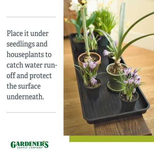Gardeners Supply Company Large Plant Tray | 46-1/2"L x 15-1/2"W x 2"D | Multi-use Durable Plastic Tray for Indoor & Outdoor Plants, Seed Starting & Potting Flowers, Black