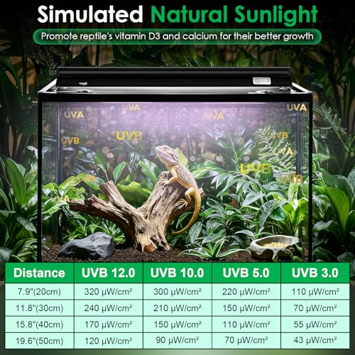 UVB Light for Reptiles, 18W HO LED UVB Reptile Light Fixture UVA UVB Lamp Bulb Terrarium Light with Timer and 5 Adjustable Brightness for Bearded Dragon Turtle Snake Crested Gecko Chameleon, 22 Inch - size: 22 Inch