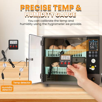 Cabinet Incubators for Hatching Eggs, 24 Egg Incubator | Automatic Turning, Temperature & Humidity Control, Temp Display, for Chicken Duck Quail Goose Pigeon