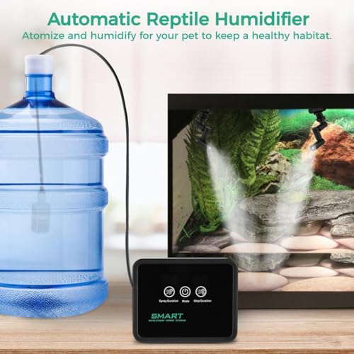 Reptile Humidifier System With 360° Nozzles & Led Touch Screen, Auto Mist Timer For Terrarium, Ideal For Amphibians And Rainforest Tanks