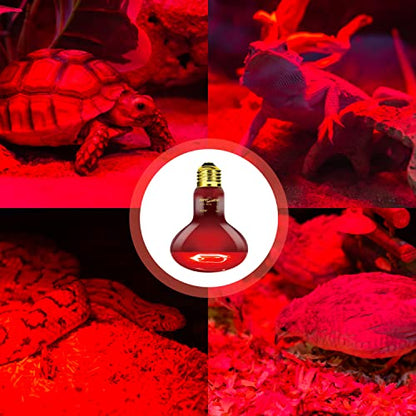 REPTI ZOO 2 Pack Infrared Heat Lamp, 100W Reptile Heat Emitter Infrared Basking Spot Light, Red Heat Lamp for Chickens Coop Reptile Pets Brooder Use - style: Infrared Basking Light Bulb