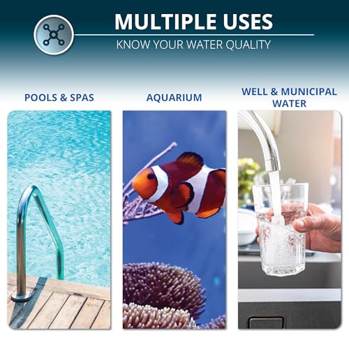 Water Hardness Test Kit - DoubleCheck 50 Strips - Hard Water Testing Kit – Tests Calcium & Magnesium (0–425 PPM) – for Tap, Well, Drinking, Pool, Spa & Dishwasher