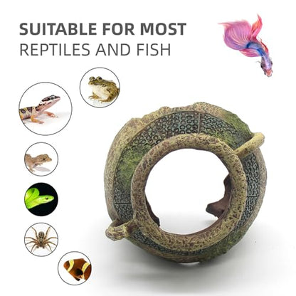 relaqcc Aquarium Decor Ruins Leaning Vase Hideaway Cave, Betta Fish Tank Accessories for Goldfish, Shrimp, Conch, Cichlid