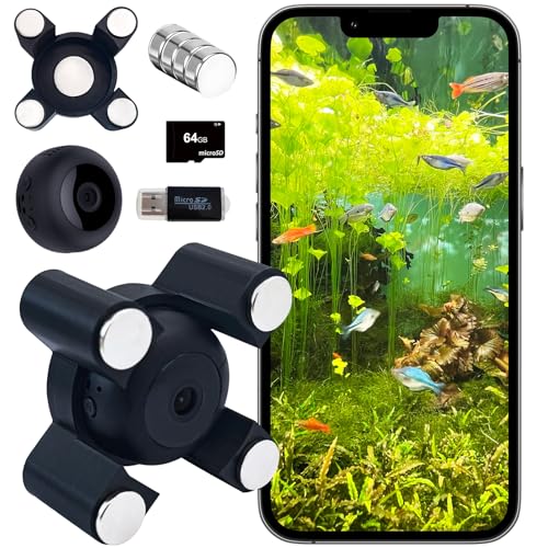 Aquarium Camera,2k HD Video,Night Vision, 120°Wide Angle View,64gb Sd Card Included,/Wi-Fi/Playbackable.Suitable for Windows, Outdoor, Living Room, Pet Cage and More.