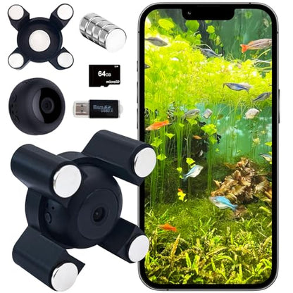 Aquarium Camera,2k HD Video,Night Vision, 120°Wide Angle View,64gb Sd Card Included,/Wi-Fi/Playbackable.Suitable for Windows, Outdoor, Living Room, Pet Cage and More.