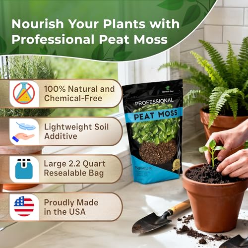 Professional Organic Peat Moss Potting Soil 2.2 Qt for Garden Plants | Peat Moss for Potting Soil Improves Drainage, Retains Moisture, and Supports Healthy Root Growth for Garden Use Year-Round - style: Peat Moss Soil Additive (2.2 Quarts)