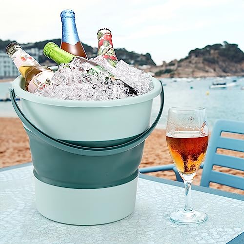 Noamus 3 Pack 2.6 Gallon Collapsible Plastic Bucket, 10L Foldable Round Tub with Handle, Folding Portable Fishing Water Pail, Space Saving Outdoor Waterpot for Garden Camping Car Mop Cleaning Beach