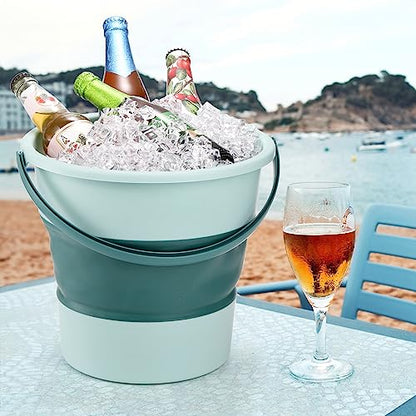 Noamus 3 Pack 2.6 Gallon Collapsible Plastic Bucket, 10L Foldable Round Tub with Handle, Folding Portable Fishing Water Pail, Space Saving Outdoor Waterpot for Garden Camping Car Mop Cleaning Beach